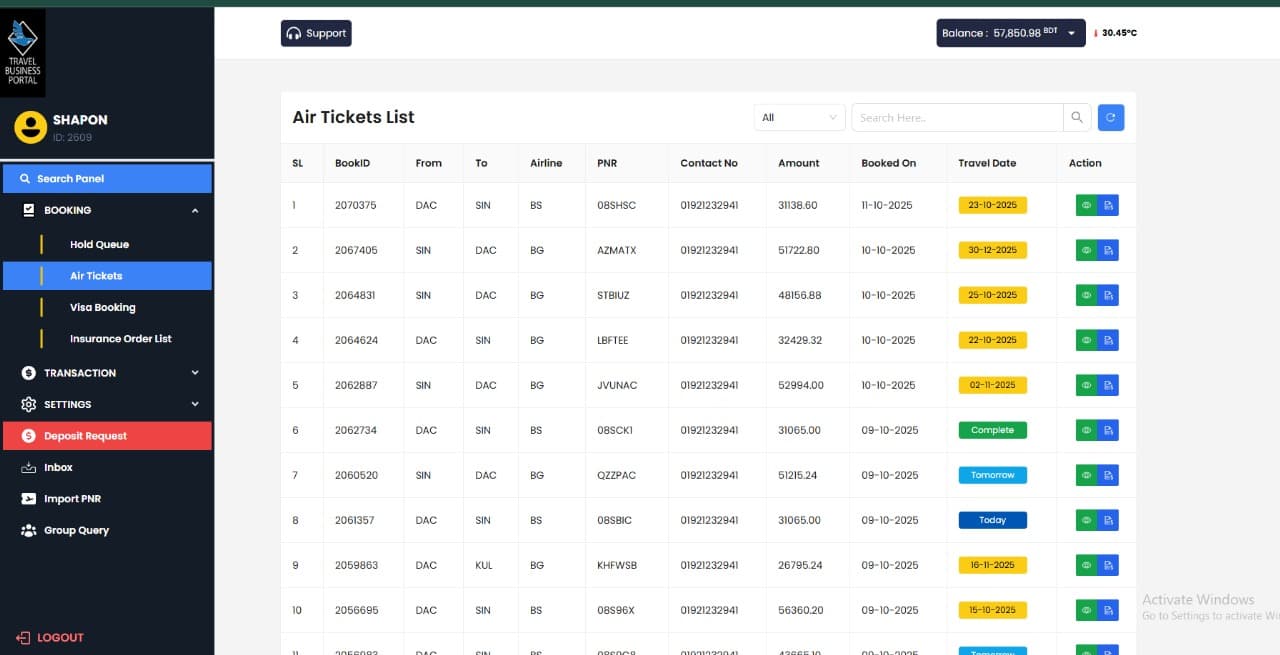 TBP Online Travel Agency Portal